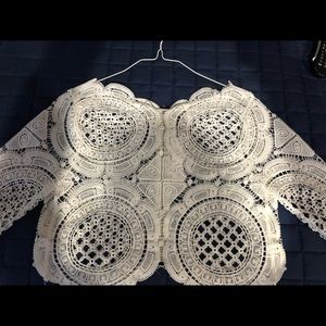 White Lace Crop Top with Back Zipper